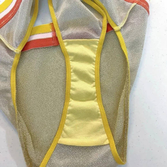 Intimately Free People Shimmer Sheer Panty With Striped Elastic Waist Size M EUC - Picture 6 of 9